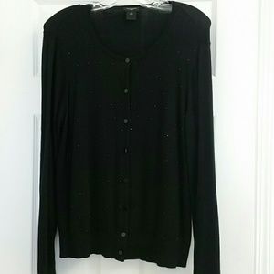 Black embellished cardigan sweater